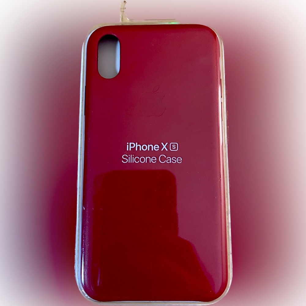 Apple iPhone Xs Silicone RED Case Company color Pink Sand natural leather inner